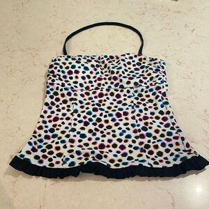 Hula Honey multicolored animal print halter tankini top SZ medium